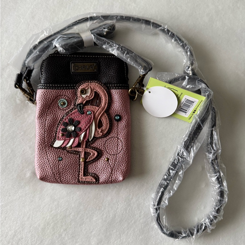 Chala Flamingo Crossbody Bag in Pink and Black